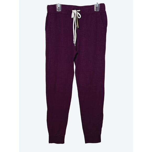 Monrow Joggers Supersoft Plum Purple Elastic Waist Cuff Bottom Size Laege - Picture 1 of 6